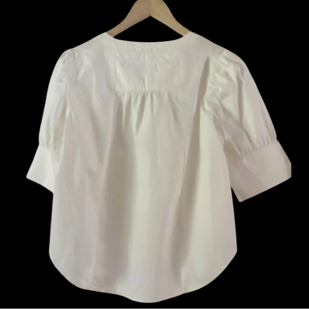 Anthropologie Plain Puff-Sleeve Blouse, White NWOT